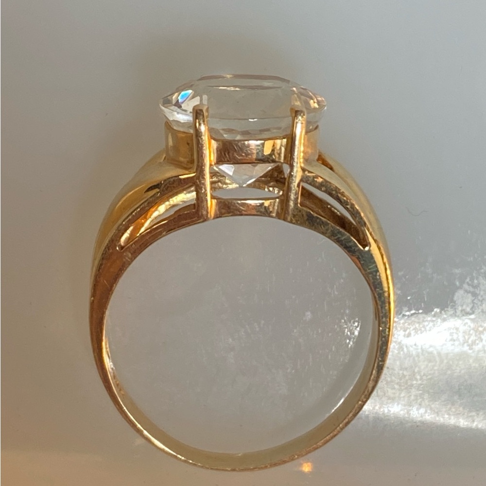 Vintage 14K Yellow Gold Moissanite Solitaire Ring Size 6 Large Sparkly - Picture 12 of 16